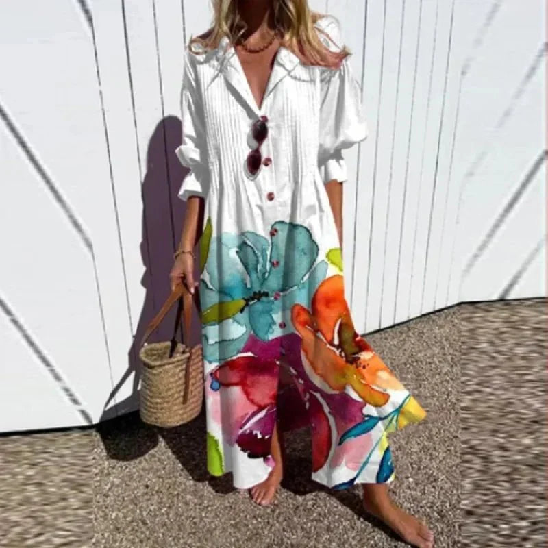 Boho Floral V-Neck Layered Maxi Dress | Mira 4