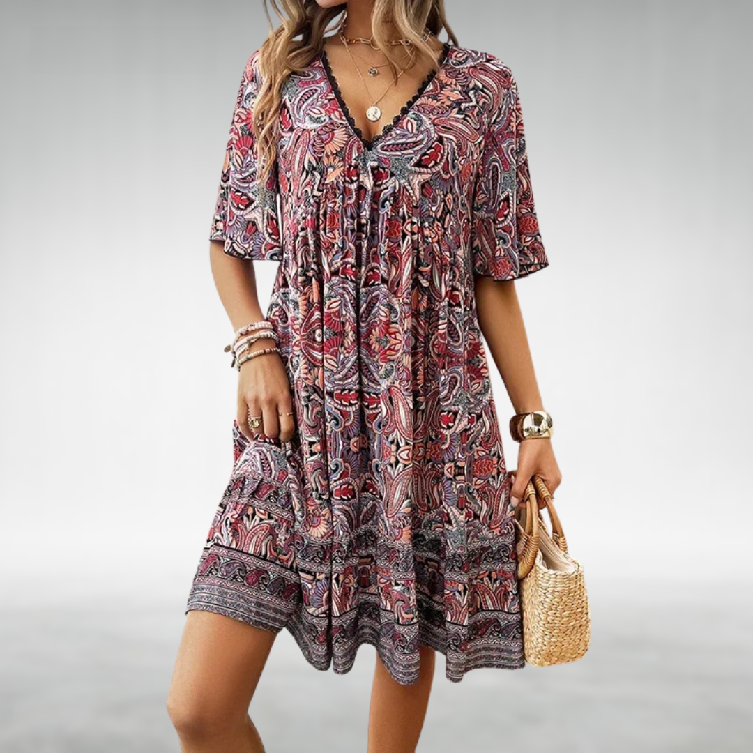 Casual Boho Printed V-Neck Mini Dress | Zara 4