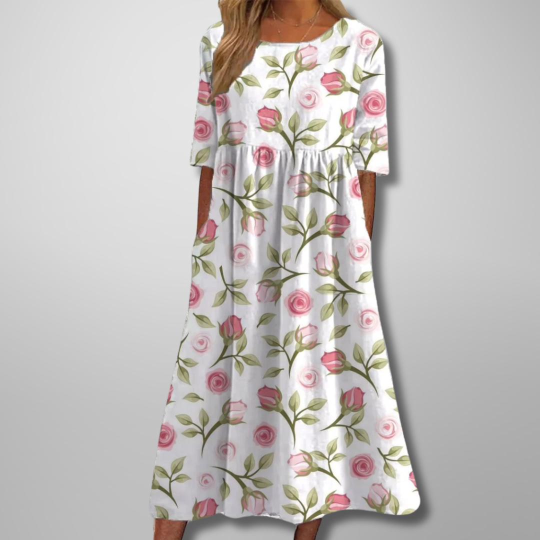 Garden Party Floral Midi Dress with Pockets | Mira 7