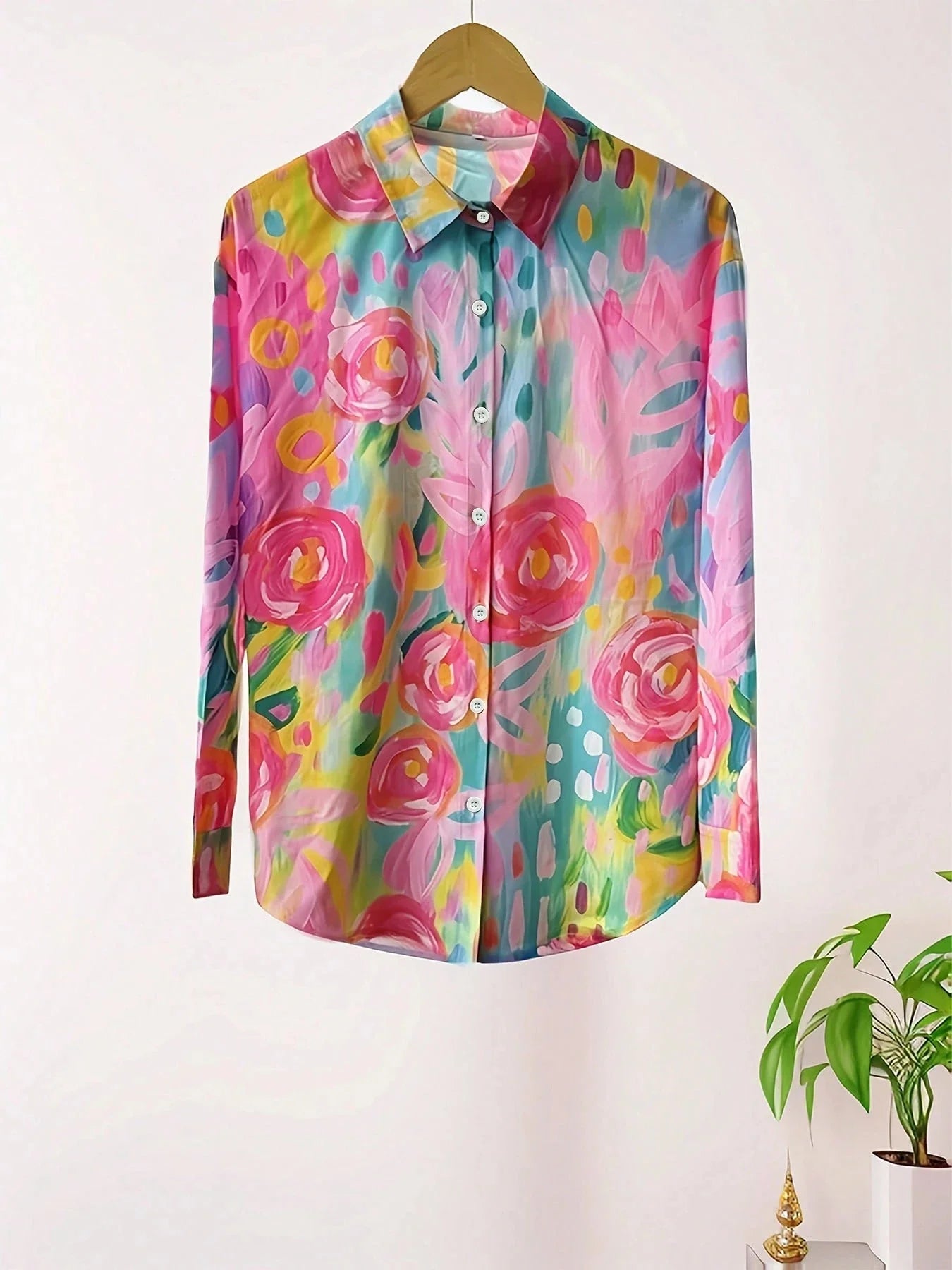 Terri | Women's Playful Relaxed Fit Short Sleeve Round Neck Vibrant Print Blouse 6