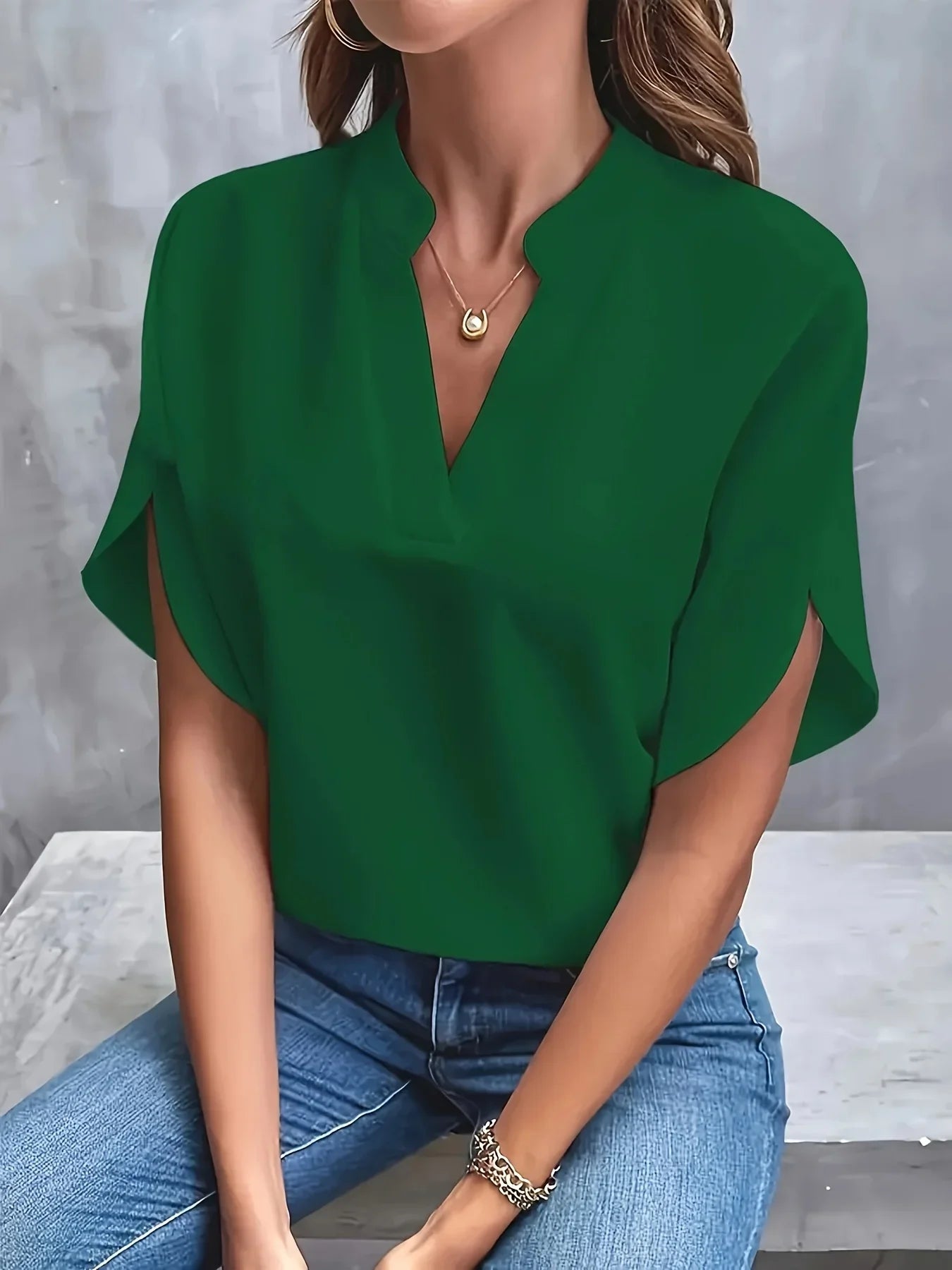 Thalia | Women's Elegant V-Neck Cap Sleeve Tailored Blouse 6