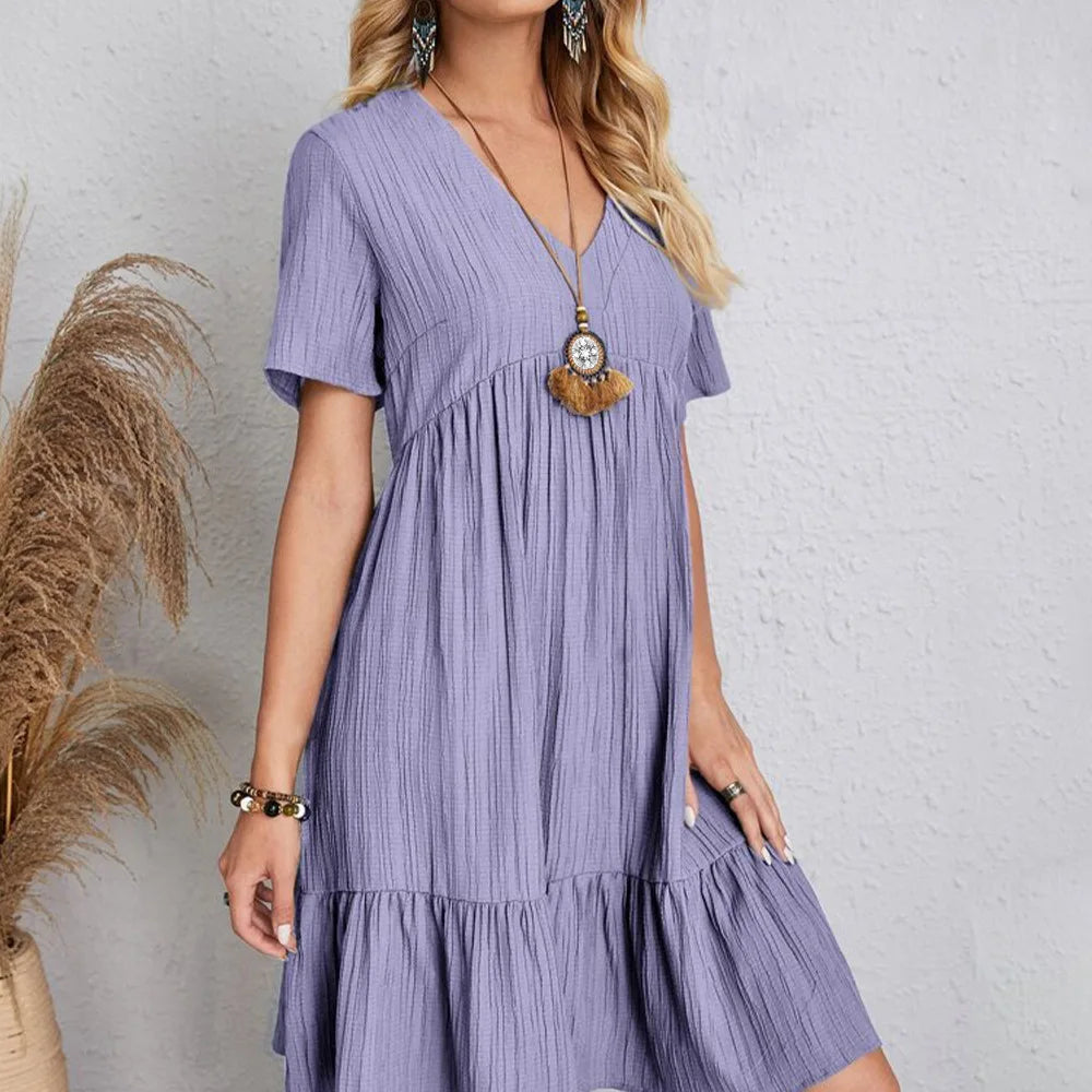Vacation Lightweight V-Neck Effortless Mini Dress | Mira 5