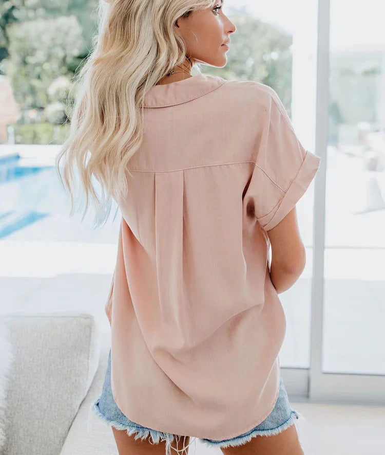 Aletta | Women's Effortless Relaxed Fit Button Closure Casual Blouse 2