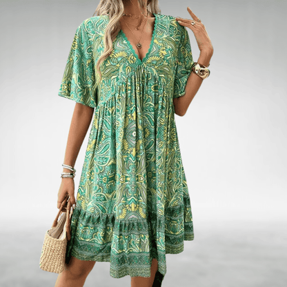 Boho Cotton V-Neck Empire Waist Maxi Dress | Mira 0