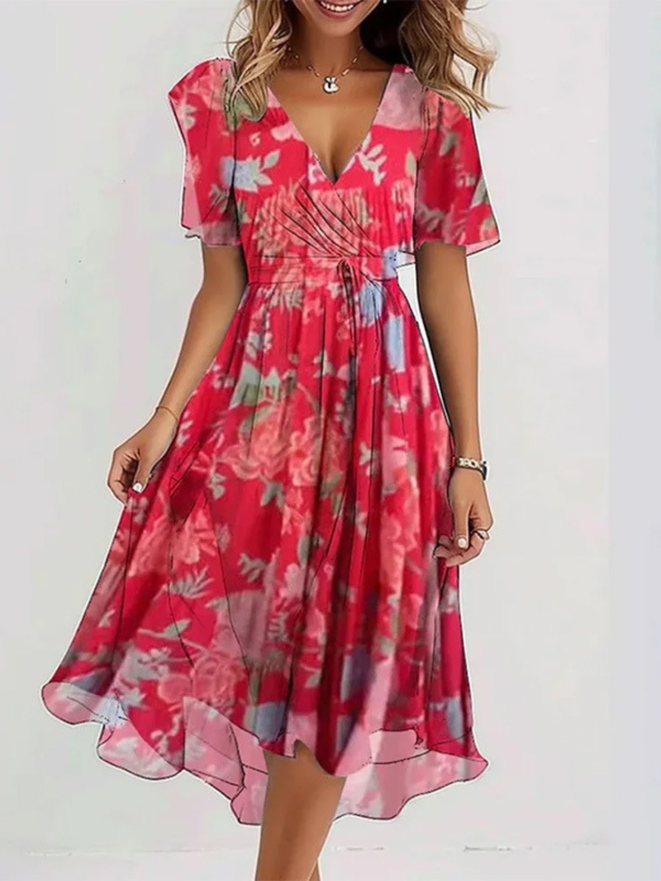 Boho Cotton V-Neck Tiered Maxi Dress | Mira 2