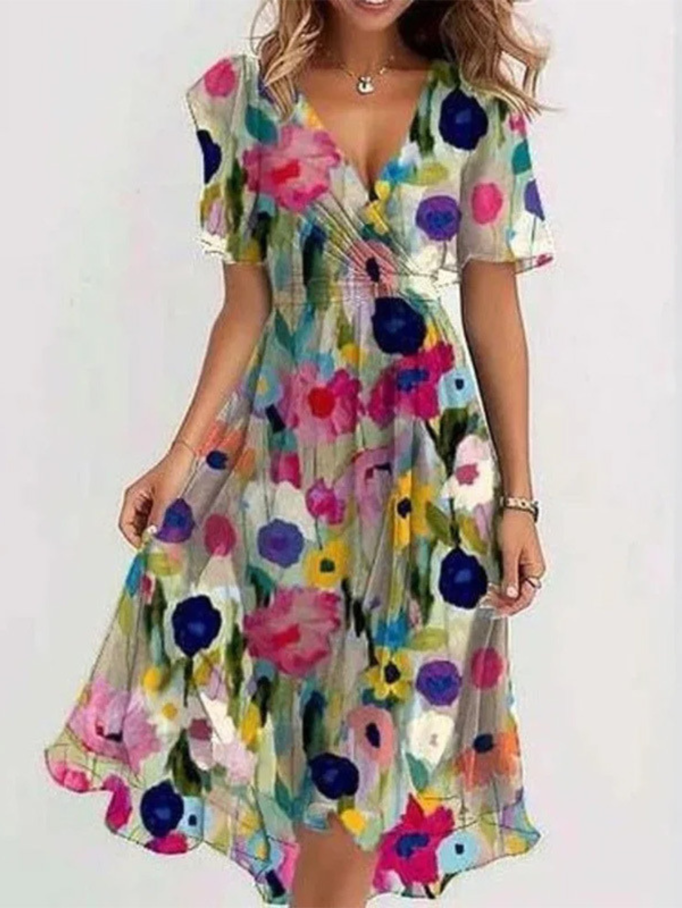 Boho Cotton V-Neck Tiered Maxi Dress | Mira 4