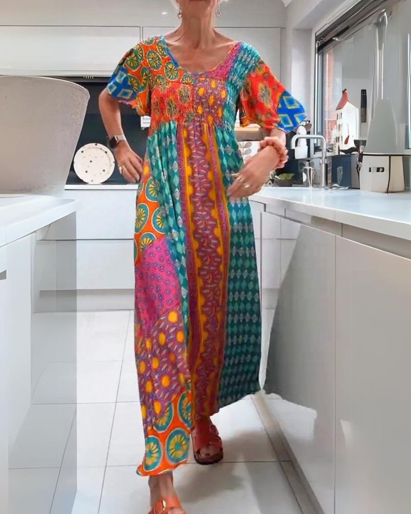 Boho Floral A-Line Maxi Dress for Festivals | Lyra 0
