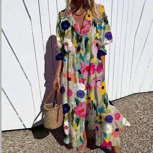 Boho Floral V-Neck Layered Maxi Dress | Mira 0