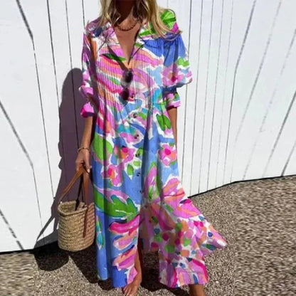 Boho Floral V-Neck Layered Maxi Dress | Mira 1