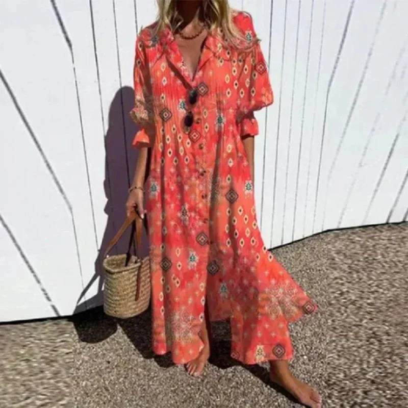Boho Floral V-Neck Layered Maxi Dress | Mira 2