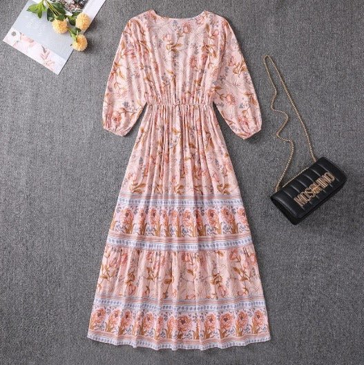 Boho Paisley Adjustable Waist Tiered Maxi Dress | Mira 3