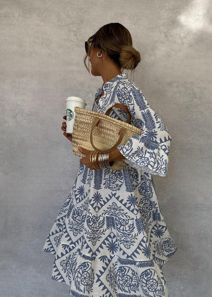 Boho Patterned Mini Dress with Long Sleeves for Casual Outings | Cleo 3