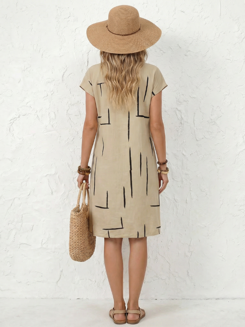 Casual Abstract Print Short Sleeve Knee-Length Dress | Mira 3
