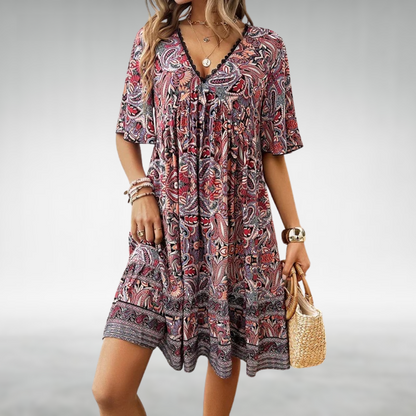 Casual Boho Printed V-Neck Mini Dress | Zara 4