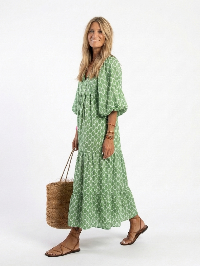 Casual Chiffon V-Neck Tiered Midi Dress | Lila 2