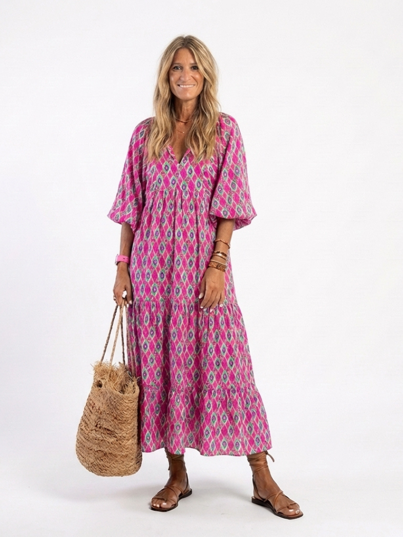 Casual Chiffon V-Neck Tiered Midi Dress | Lila 5