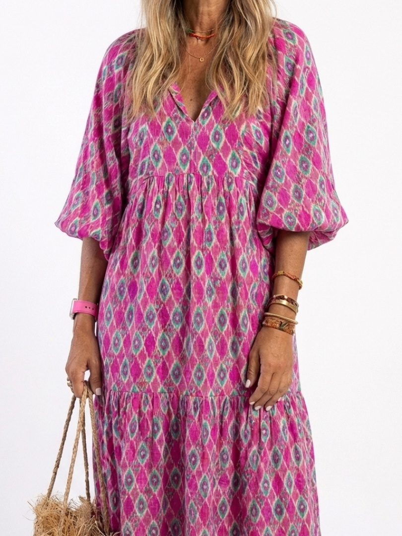 Casual Chiffon V-Neck Tiered Midi Dress | Lila 7