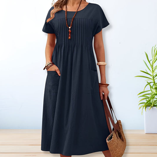 Casual Cotton Pocketed Midi Dress for Everyday Style | Mira 0