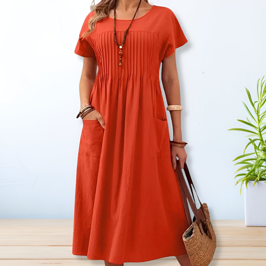 Casual Cotton Pocketed Midi Dress for Everyday Style | Mira 2