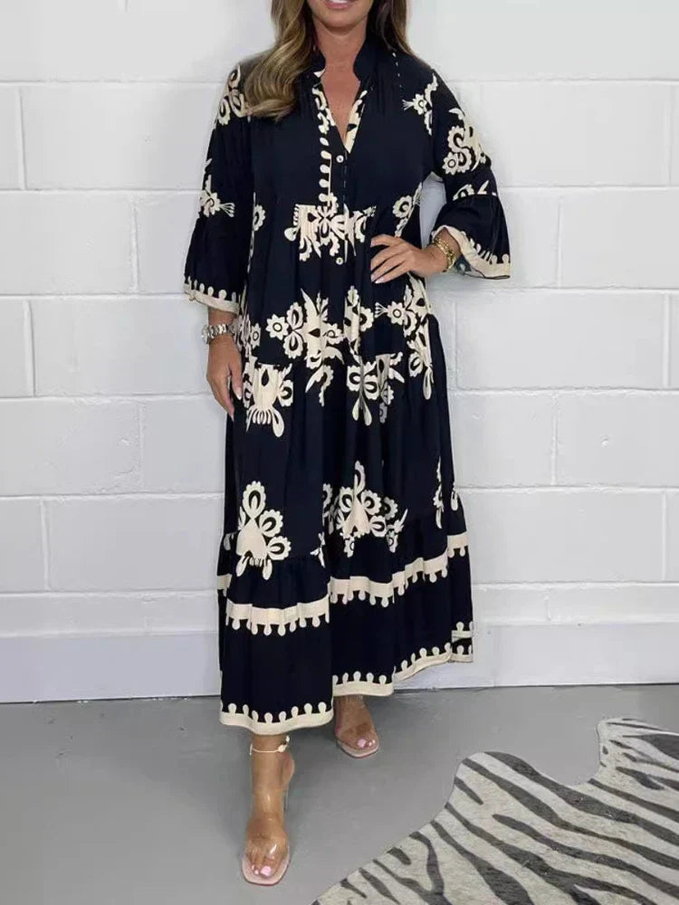Casual Cotton Statement Sleeve Flowy Midi Dress | Talia 0