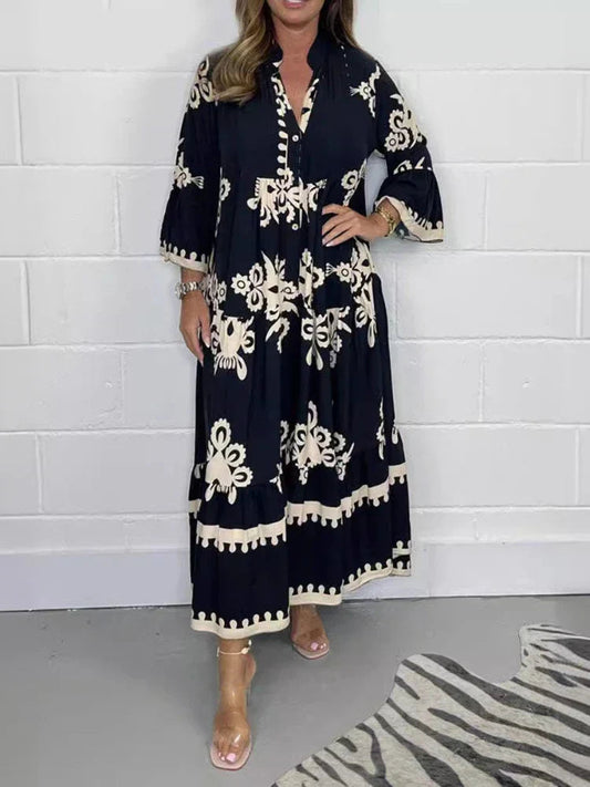 Casual Cotton Statement Sleeve Flowy Midi Dress | Talia 0