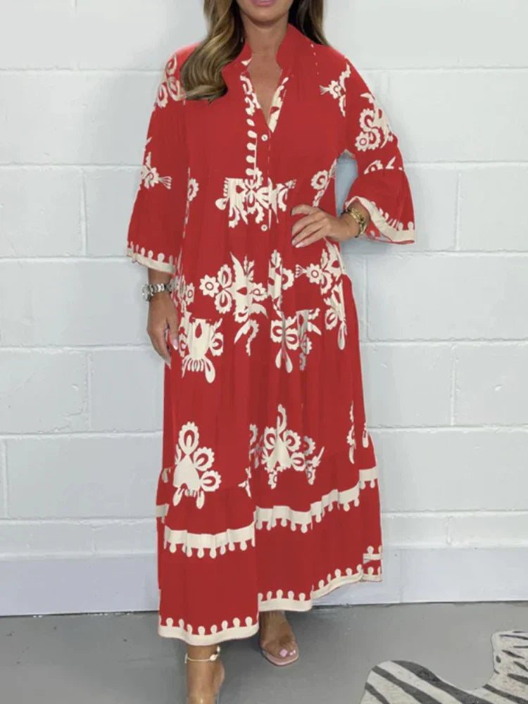 Casual Cotton Statement Sleeve Flowy Midi Dress | Talia 4