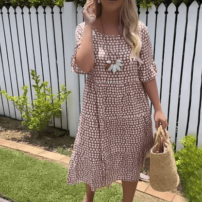 Casual Cotton V-Neck Flowy Midi Dress | Mira 0