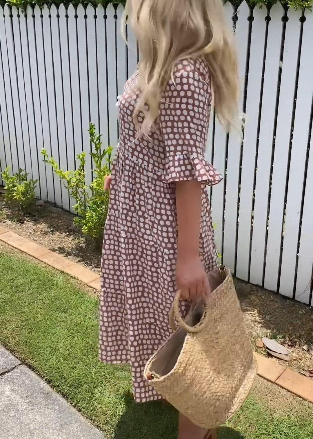 Casual Cotton V-Neck Flowy Midi Dress | Mira 1