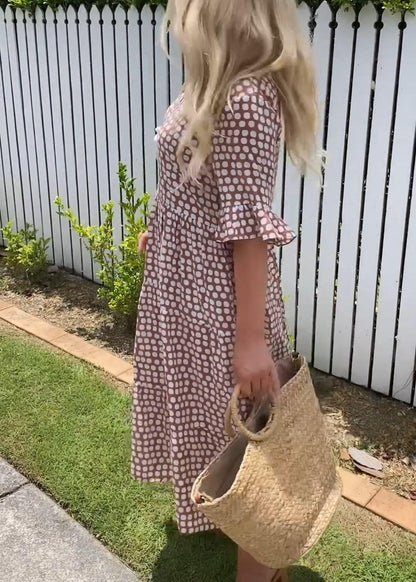 Casual Cotton V-Neck Flowy Midi Dress | Mira 1