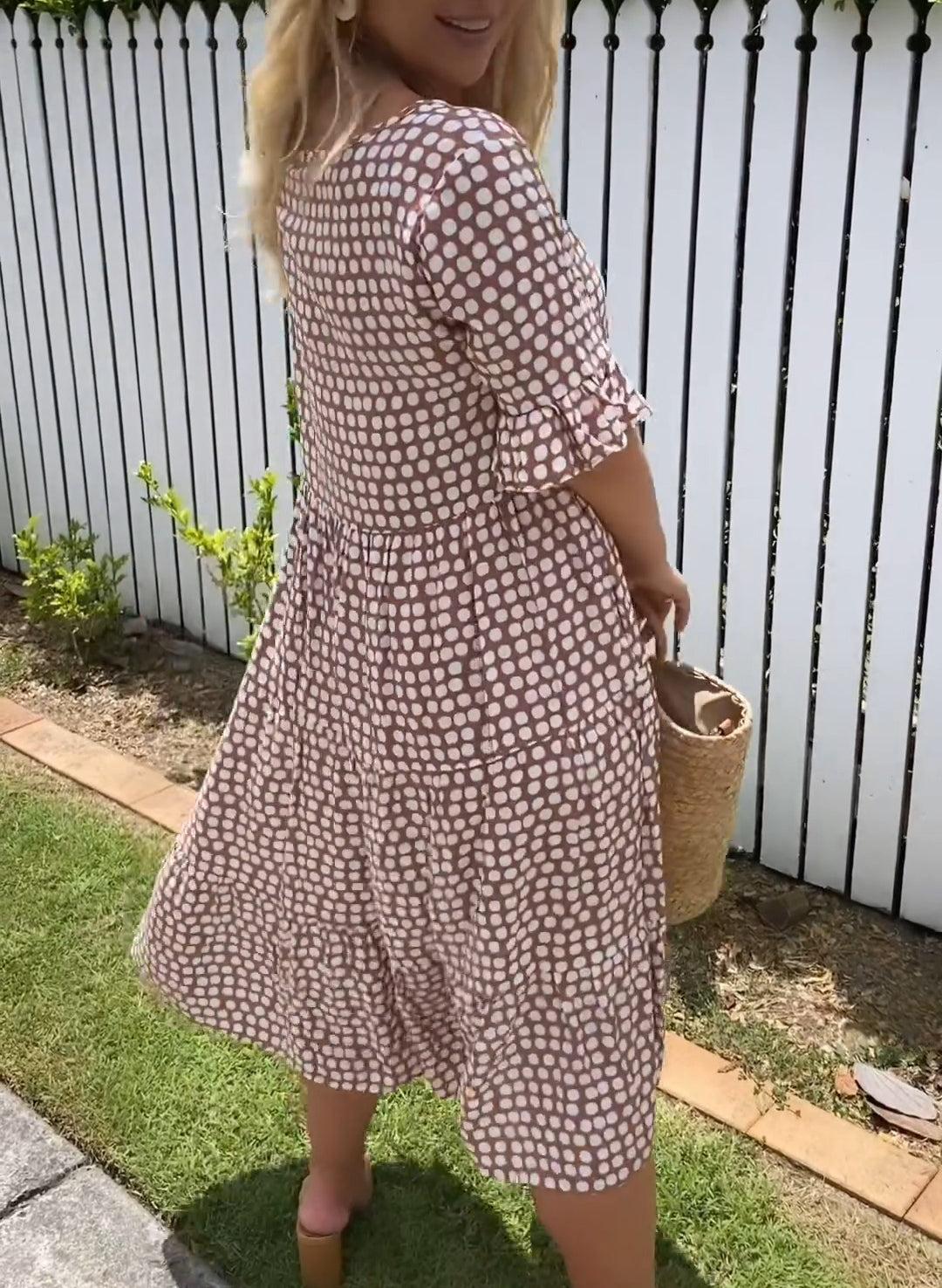 Casual Cotton V-Neck Flowy Midi Dress | Mira 2