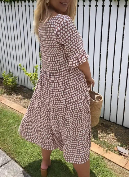 Casual Cotton V-Neck Flowy Midi Dress | Mira 2