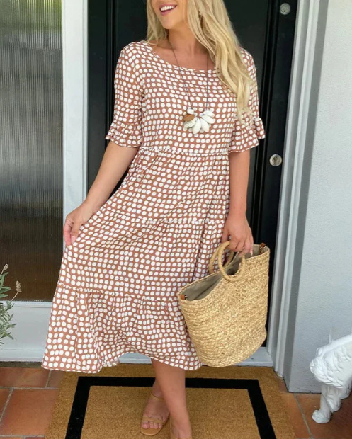 Casual Cotton V-Neck Flowy Midi Dress | Mira 3