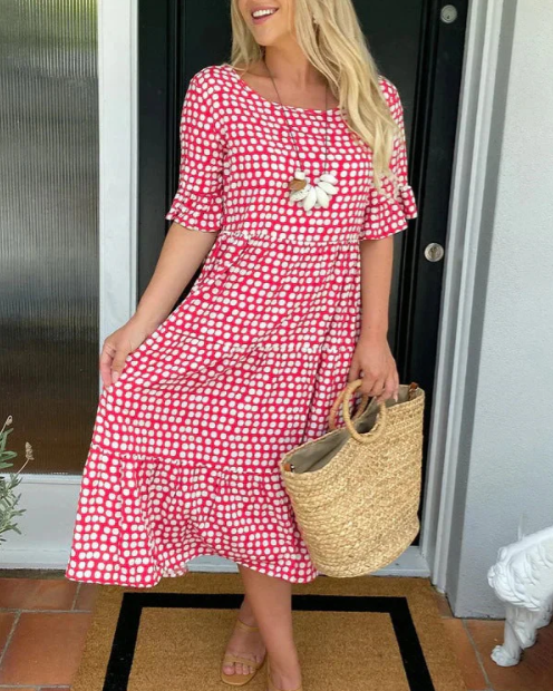 flowy cotton midi dress Casual V-Neck quarter sleeves for a Size:L (32DD, 34D, 36C) Lindreshi Fall Dresses for MATERIAL GROUP:Velvet