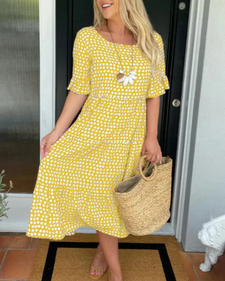 Casual Cotton V-Neck Flowy Midi Dress | Mira 5