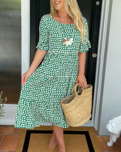Casual Cotton V-Neck Flowy Midi Dress | Mira 6