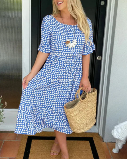 Casual Cotton V-Neck Flowy Midi Dress | Mira 7