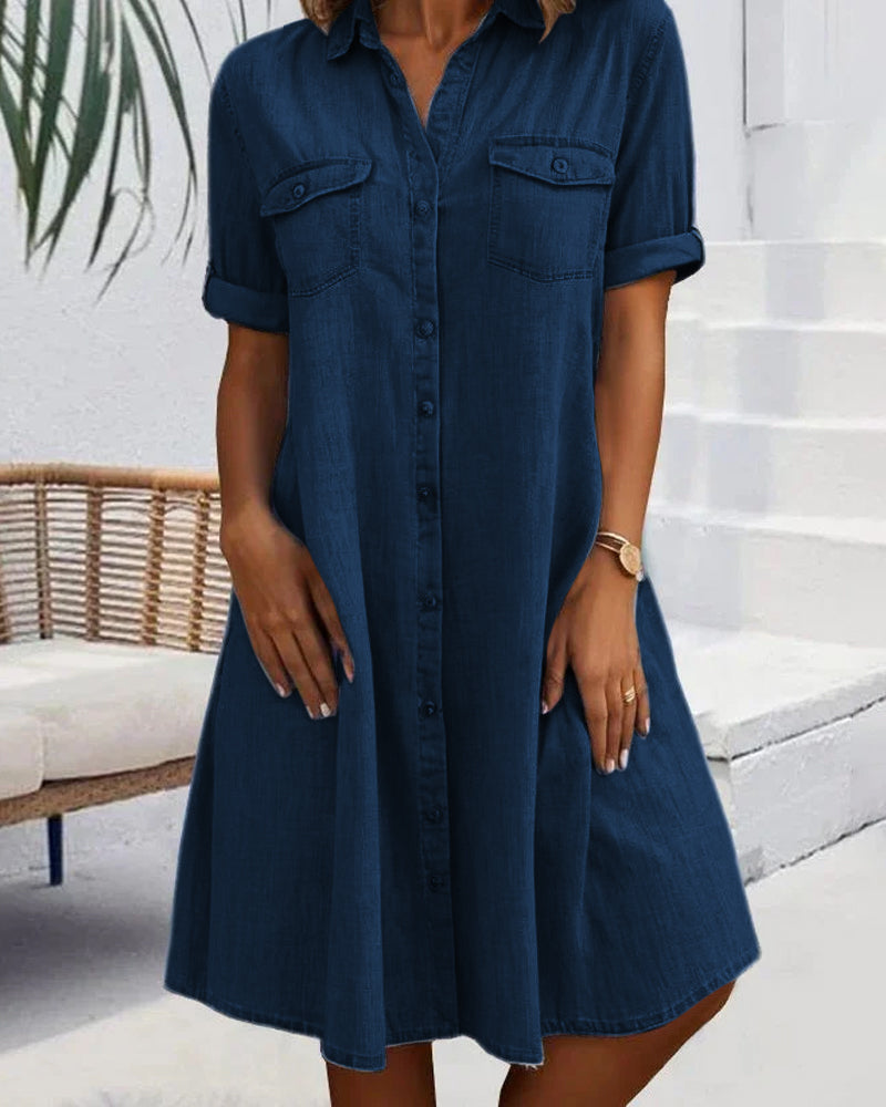 Casual Denim Button-Down Midi Dress for Day Out | Sia 2