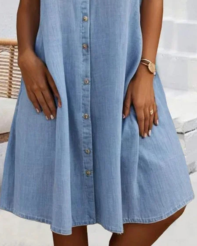 Casual Denim Button-Down Midi Dress for Day Out | Sia 4
