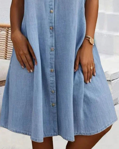 Casual Denim Button-Down Midi Dress for Day Out | Sia 4