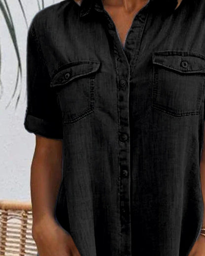 Casual Denim Button-Down Midi Dress for Day Out | Sia 5