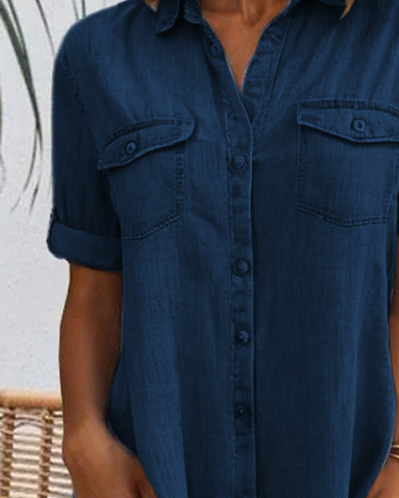Casual Denim Button-Down Midi Dress for Day Out | Sia 7