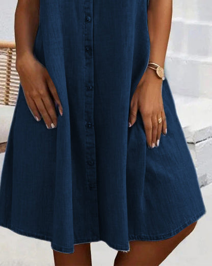 Casual Denim Button-Down Midi Dress for Day Out | Sia 8