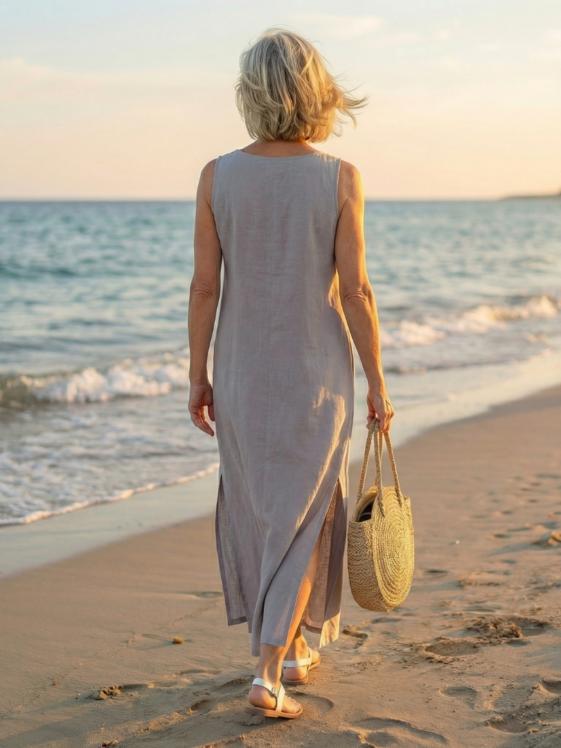 Casual Beach Embroidered Side Slit Midi Dress | Mira 8