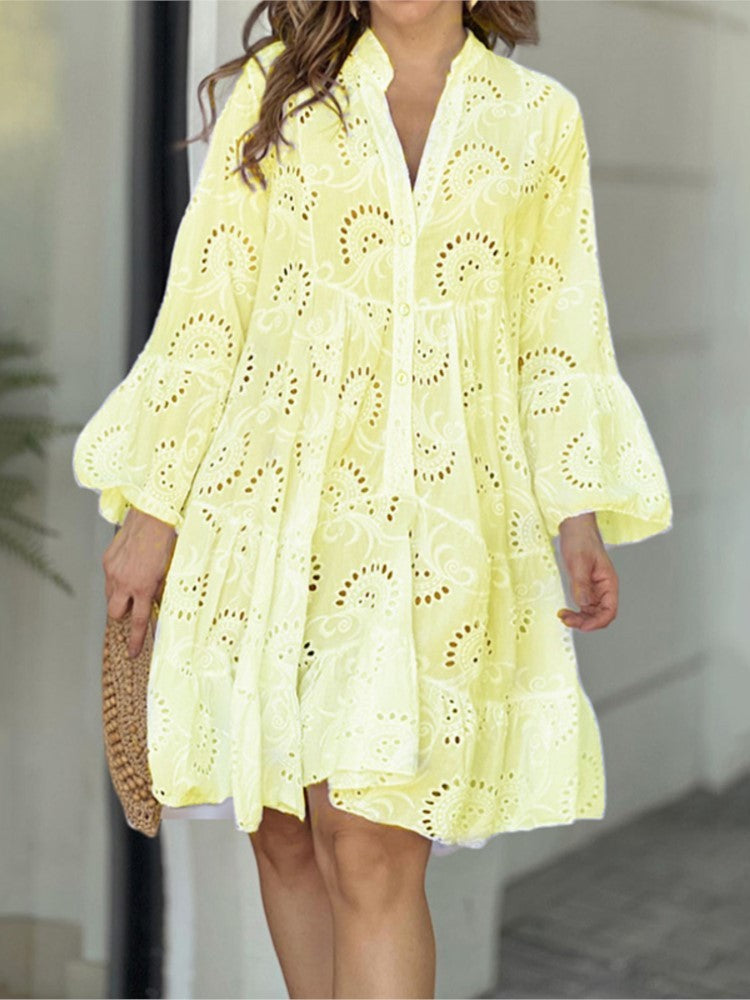 Casual Eyelet Ruffle Mini Dress for Summer Outings | Sona 4