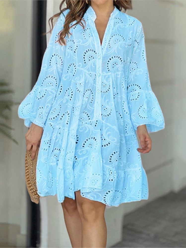 Casual Eyelet Ruffle Mini Dress for Summer Outings | Sona 5