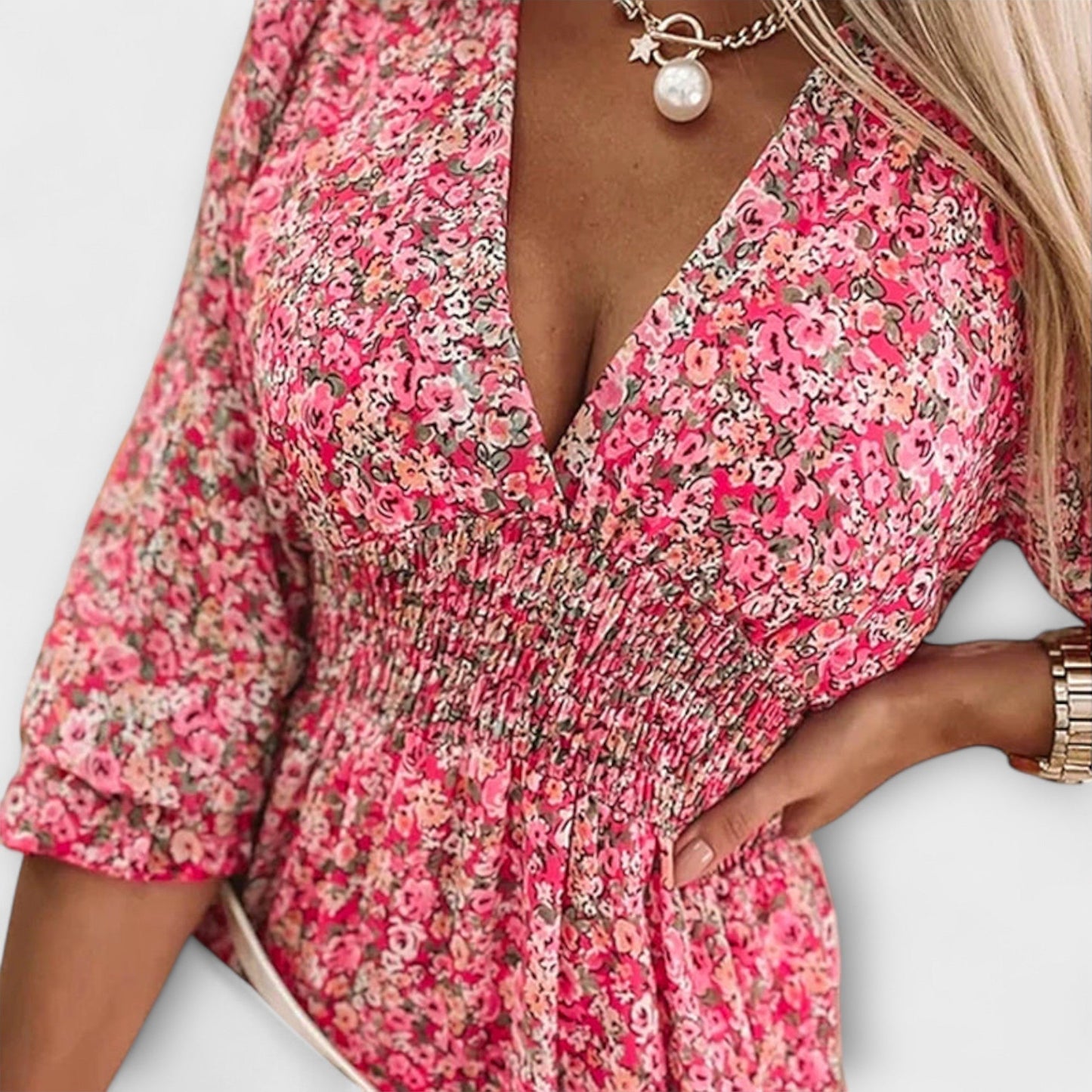 Casual Floral V-Neck Mini Dress for Summer Days | Charlie 2