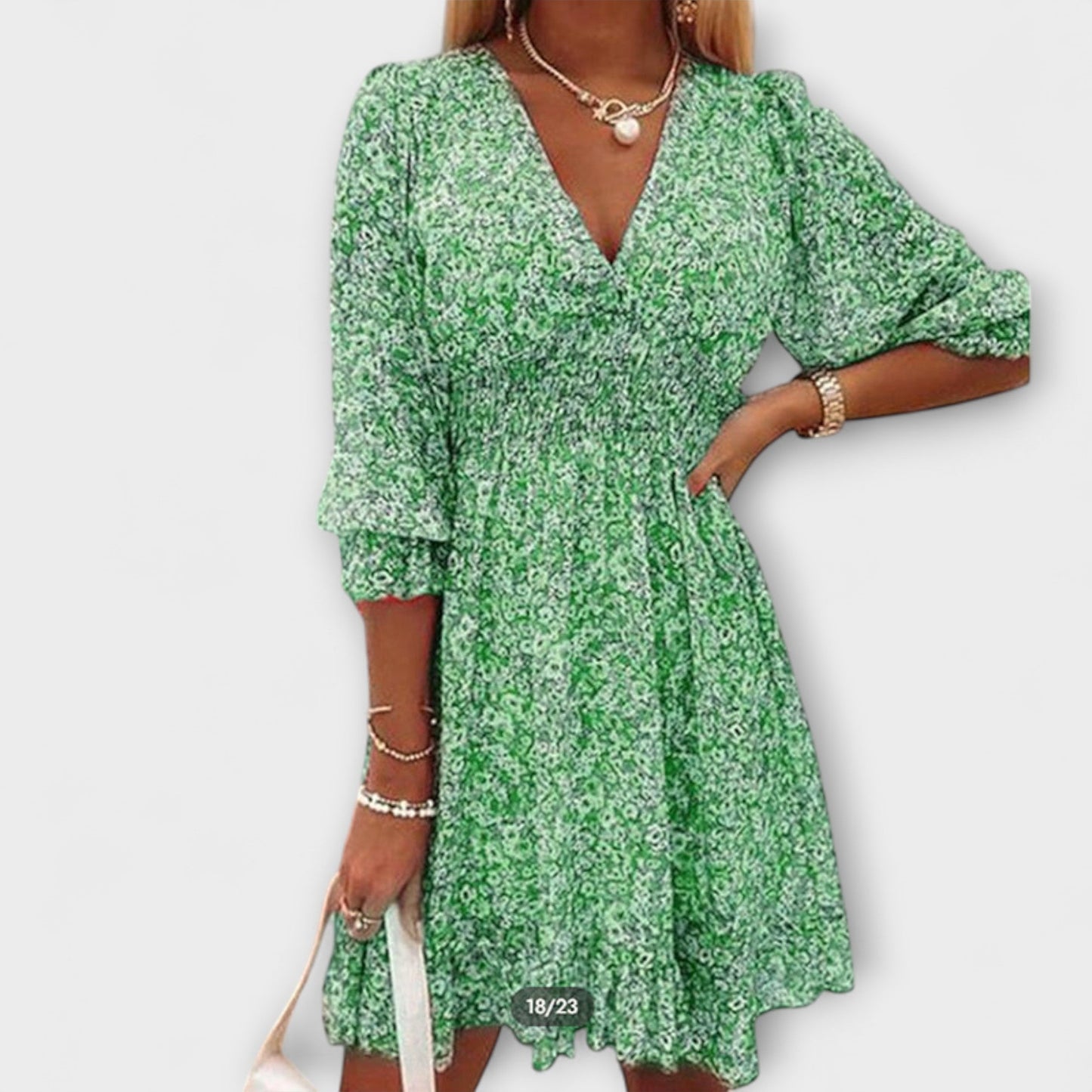 Casual Floral V-Neck Mini Dress for Summer Days | Charlie 5