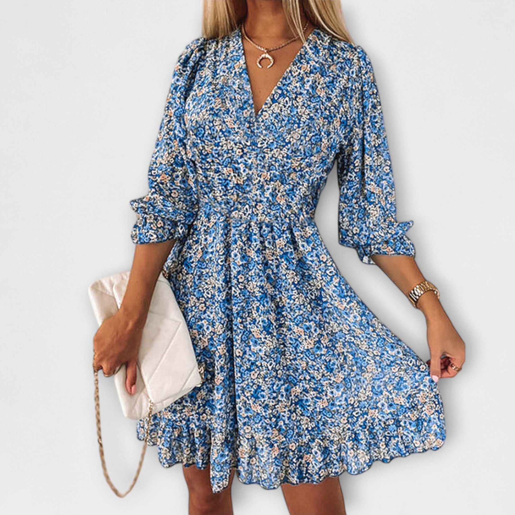 Casual Floral V-Neck Mini Dress for Summer Days | Charlie 6