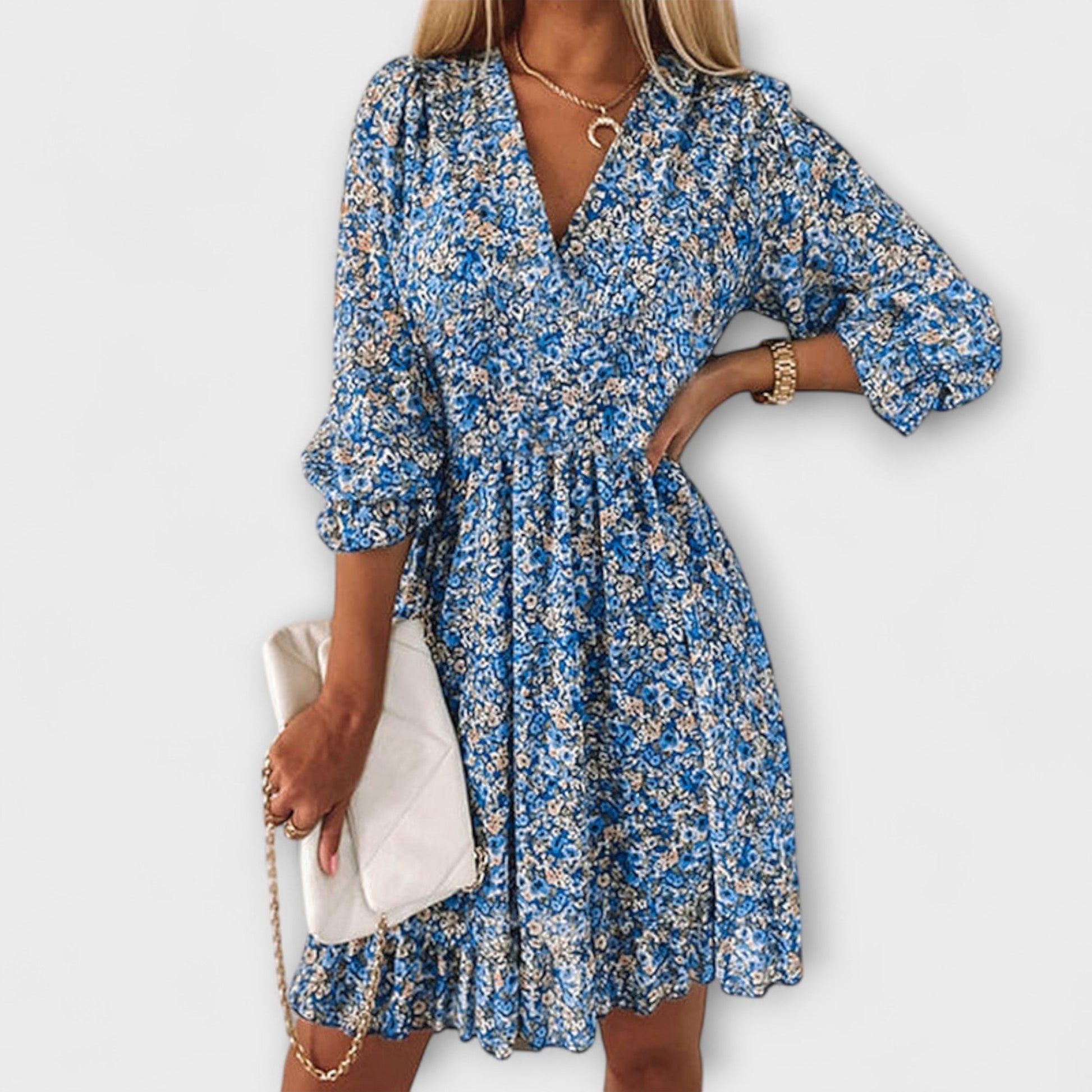 Casual Floral V-Neck Mini Dress for Summer Days | Charlie 7