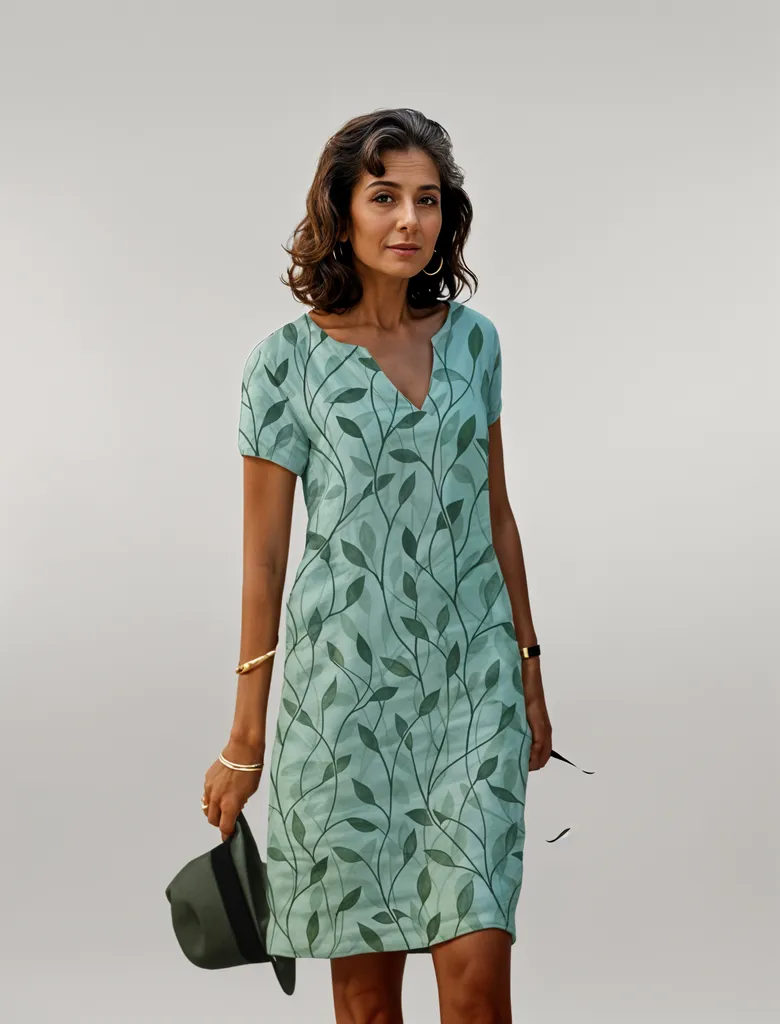 Casual Leaf Print Mini Dress for Summer Outings | Lily 1